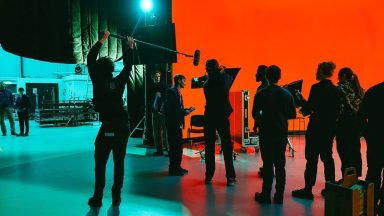 The crew on set for the Film and TV Charity's brand film, Break the Cycle