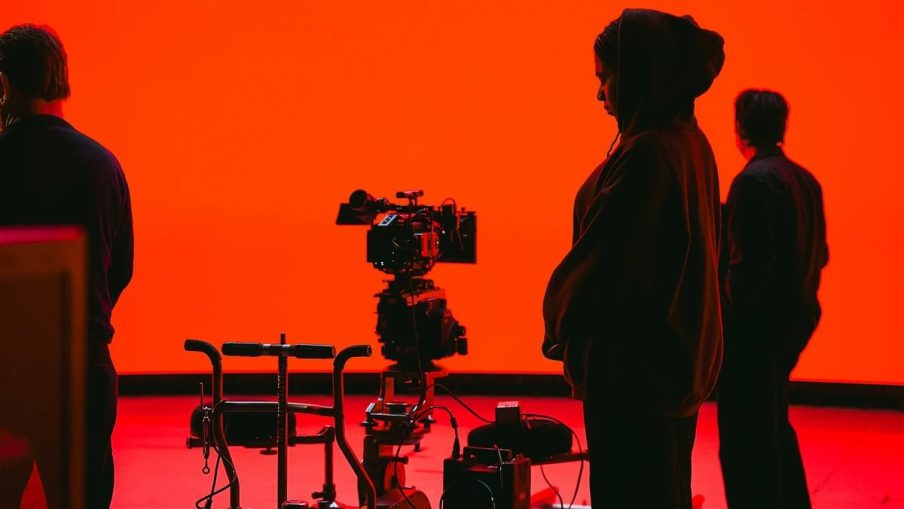 Film crew member on set of the Film and TV Charity's brand film, Break the Cycle