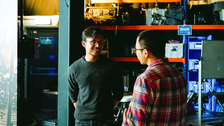 Film crew members on set of the Film and TV Charity's brand film, Break the Cycle