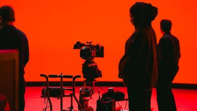 Film crew member on set of the Film and TV Charity's brand film, Break the Cycle