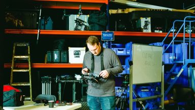 Film crew member on set of the Film and TV Charity's brand film, Break the Cycle