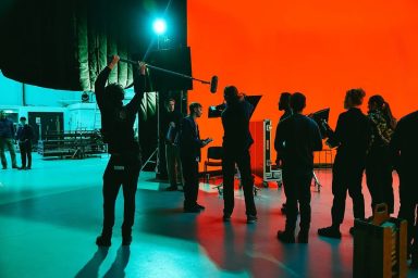 The crew on set for the Film and TV Charity's brand film, Break the Cycle