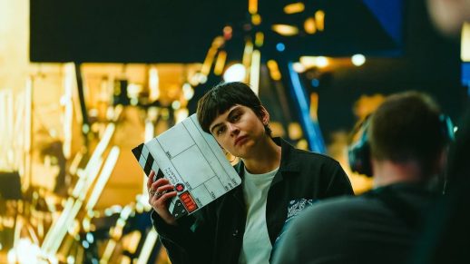 Film crew member on set of the Film and TV Charity's brand film, Break the Cycle