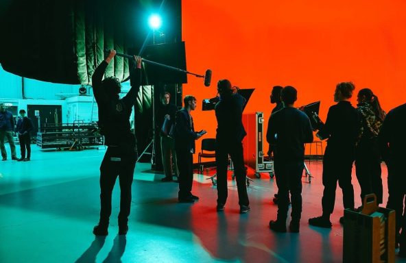 The crew on set for the Film and TV Charity's brand film, Break the Cycle