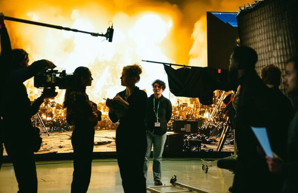 Crew on set at Garden Studios