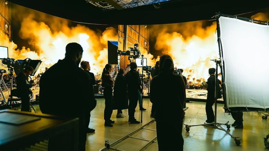 The crew on set for the Film and TV Charity's brand film, Break the Cycle