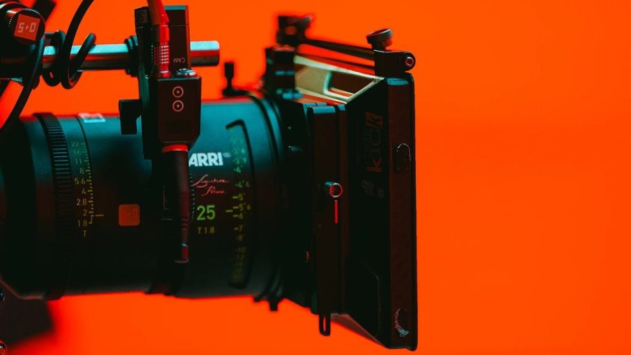 Close up shot of an ARRI film camera lens